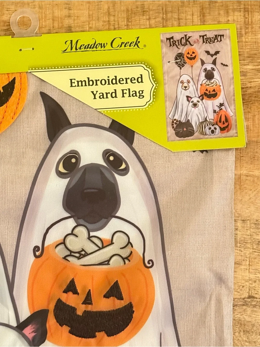 Meadow Creek Halloween Ghost Pets Garden Flag - Trick or Treat Dog Cat Yard Deco